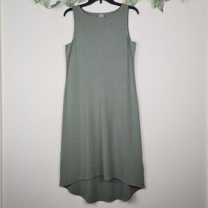 Chico's Size 0 (US S) Green Cotton Blend Sleeveless Hi Low Stretch Dress NWT